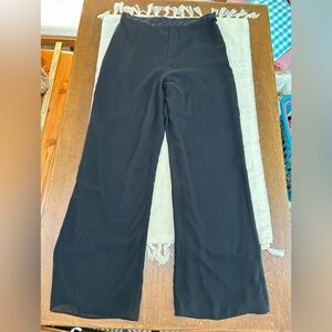 S L Fashions - Matte Jersey Dress Pants w/Chiffon Overlay, black on black. Sz 12